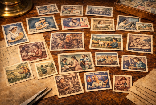 Les timbres anciens sur les femmes et la société