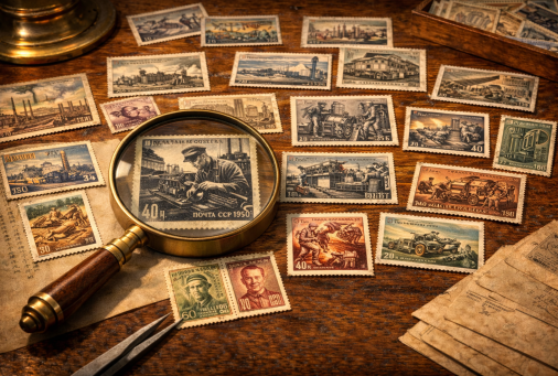 Les timbres anciens sur les métiers et l’industrie